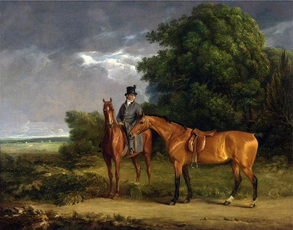 A Groom Mounted on a Chestnut Hunter, He Holds a Bay Hunter by the Reins, undated | Jacques-Laurent Agasse | Giclée Canvas Print