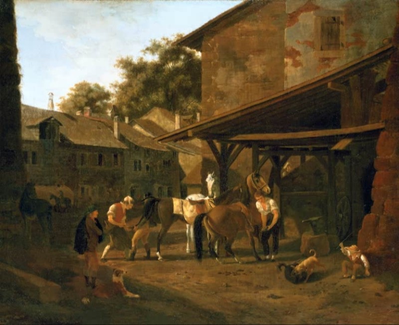 Die Schmiede von Lausanne, 1796 | Jacques-Laurent Agasse | Giclée Leinwand-Kunstdruck
