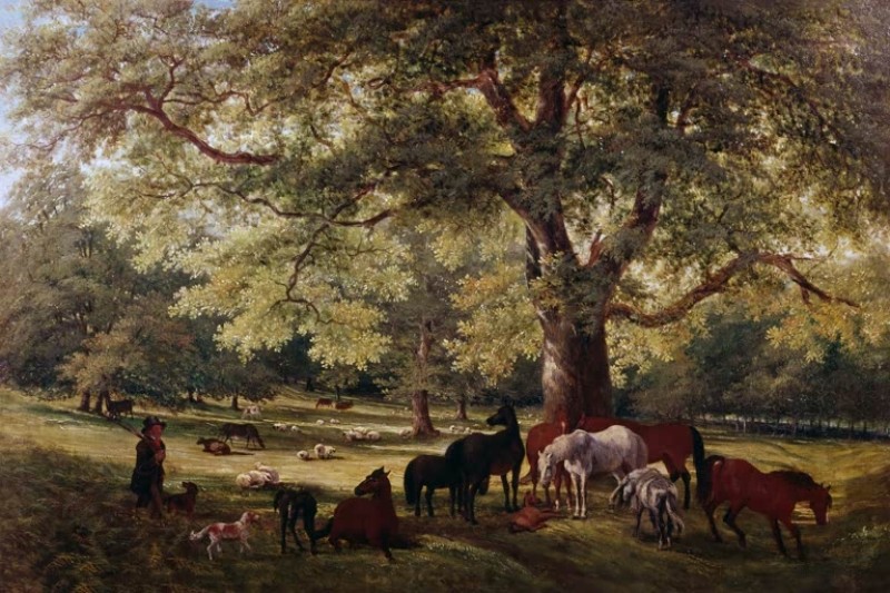 Park mit Pferden, c.1806/07 | Jacques-Laurent Agasse | Giclée Leinwand-Kunstdruck