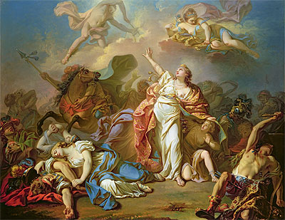 Apollo and Diana Attacking the Children of Niobe, undated | Jacques-Louis David | Giclée Leinwand Kunstdruck
