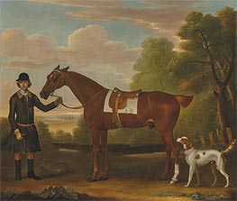 Lord Portmore's 'Snap', a saddled chestnut hunter held by a groom, 1743 by James Seymour | Canvas Print
