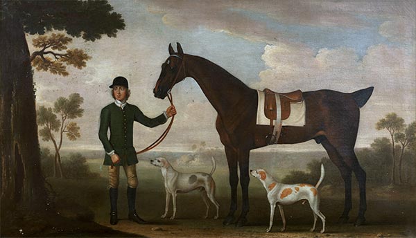 Ein braunes Vollblut 'Spanking Roger', gehalten von einem Pferdepfleger, 1745 | James Seymour | Giclée Leinwand Kunstdruck