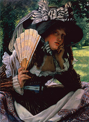 Young Lady with a Fan, c.1870/71 | Joseph Tissot | Giclée Leinwand Kunstdruck