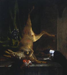 Jan Baptist Weenix | A Dog and a Cat near a Partially Disembowelled Deer | Giclée Canvas Print
