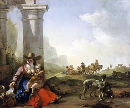 Jan Baptist Weenix | Italian Peasants and Ruins, 1650 | Giclée Canvas Print