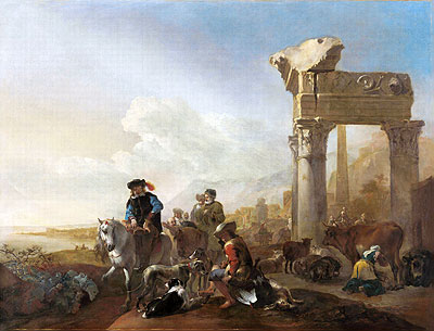 Hunters Near Ruins, 1648 | Jan Baptist Weenix | Giclée Canvas Print