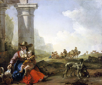 Italian Peasants and Ruins, 1650 | Jan Baptist Weenix | Giclée Canvas Print