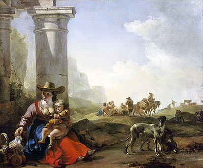 Italienische Bauern und Ruinen, 1650 | Jan Baptist Weenix