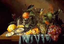 Still Life with Oysters and Grapes, 1653 by Jan Davidsz de Heem | Canvas Print