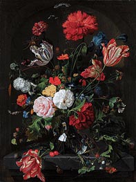 de Heem | Flowers in a Glass Vase | Giclée Canvas Print