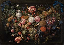 Girlande von Blumen und Früchten | Jan Davidsz de Heem | Gemälde Reproduktion