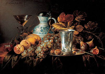 Fruit Still Life with a Silver Beaker , 1648 | Jan Davidsz de Heem | Giclée Leinwand Kunstdruck