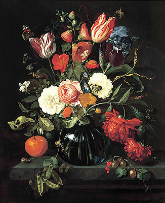 Vase of Flowers, 1654 | Jan Davidsz de Heem | Giclée Leinwand Kunstdruck