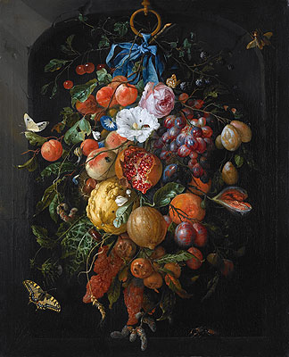 Festoon of Fruit and Flowers, c.1635/84 | Jan Davidsz de Heem | Giclée Canvas Print