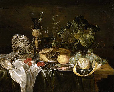 Jan Davidsz de Heem | Still Life with Fruit, Pie and Drinking Utensils, Undated | Giclée Canvas Print
