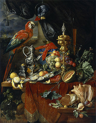 de Heem | Still Life with Parrots, c.1646/49 | Giclée Canvas Print