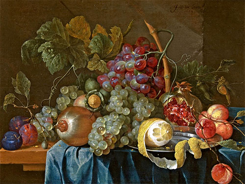 Jan Davidsz de Heem | Still Life with Grape and Lemon, 1654 | Giclée Leinwand Kunstdruck