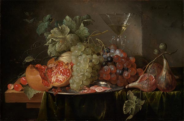 Jan Davidsz de Heem | Fruit Still Life with Filled Wine Glass, 1649 | Giclée Canvas Print