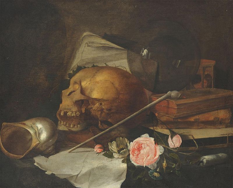 Stillleben mit Totenkopf, c.1650 | Jan Davidsz de Heem | Giclée Leinwand-Kunstdruck