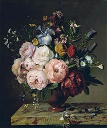 A Vase of Flowers on a Ledge | Jan Frans van Dael | Painting Reproduction