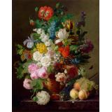 Vase of Flowers, Grapes and Peaches, 1810 - Jan Frans van Dael