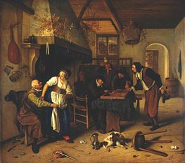 Jan Steen | Interior of Inn with Old Man, Landlady and Two Men | Giclée Canvas Print