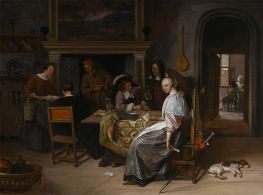An Elegant Company Playing Cards | Jan Steen | Painting Reproduction
