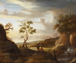 Landscape with an Artist Painting a Waterfall, 1640s | Jan Lievens