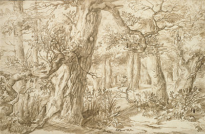 Jan Lievens | Forest Interior with Draftsman, c.1664 | Giclée Paper Art Print