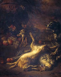 A Monkey and a Dog at Dead Game and Fruit | Jan Weenix | Gemälde Reproduktion