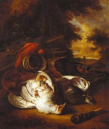 A Partridge and a Pigeon with Instruments of the Chase | Jan Weenix | Painting Reproduction