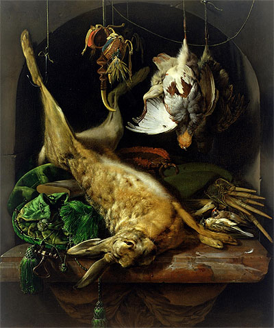 Still Life with a Dead Hare, Partridges and Other Birds in a Niche, c.1675 | Jan Weenix | Giclée Canvas Print