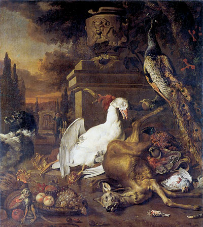 Peacock, Dead Game and Monkey, c.1700/10 | Jan Weenix | Giclée Canvas Print