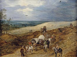 Landscape with Wagons, 1603 by Jan Bruegel the Elder | Canvas Print