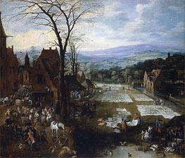 Jan Bruegel the Elder | Flemish Market and Washing Place, c.1620 | Giclée Canvas Print
