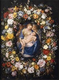 Jan Bruegel the Elder | Garland with the Virgin, the Christ Child and two Angels, c.1620 | Giclée Canvas Print