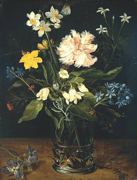 Stillleben mit Blumen in einem Glas, c.1578/25 | Jan Bruegel the Elder | Giclée Leinwand Kunstdruck