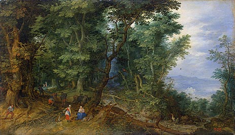 Holzlandschaft (Die Rast auf der Flucht nach Ägypten), 1607 | Jan Bruegel the Elder