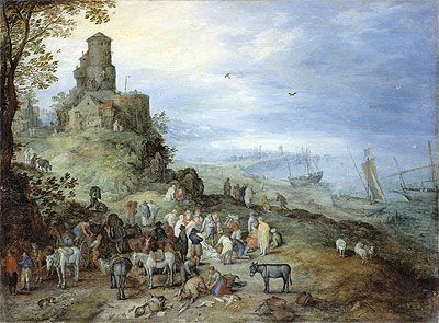 Coastal Landscape with the Calling of St. Peter and Andrew, 1608 | Jan Bruegel the Elder