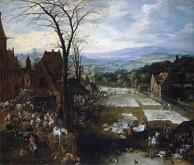 Flemish Market and Washing Place, c.1620 | Jan Bruegel the Elder | Giclée Canvas Print