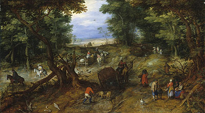 Jan Bruegel the Elder | A Woodland Road with Travelers, 1607 | Giclée Leinwand Kunstdruck
