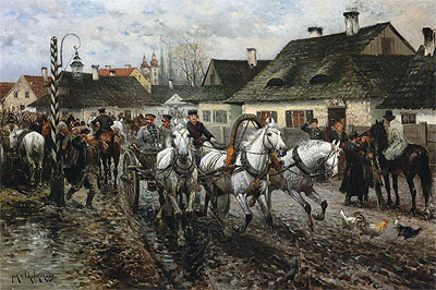 Jan van Chelminski | A Horse Market in Poland, 1886 | Giclée Canvas Print