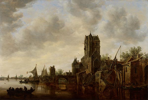 Jan van Goyen | River Landscape with the Pellecussen Gate near Utrecht, 1648 | Giclée Canvas Print