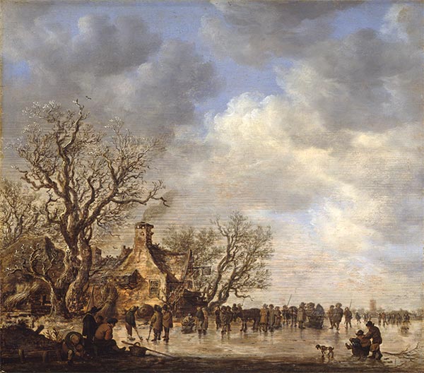 Jan van Goyen | Enjoying Ice in Front of an Inn, 1650 | Giclée Canvas Print