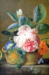 A Basket with Flowers | Jan van Huysum | Painting Reproduction