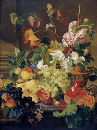 Still Life of Grapes Peaches a Melon and other Fruit | Jan van Huysum | Painting Reproduction