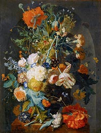 Vase of Flowers in a Niche | Jan van Huysum | Painting Reproduction