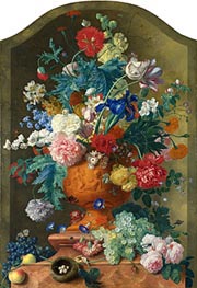 Flowers in a Terracotta Vase, c.1736/37 von Jan van Huysum | Leinwand Kunstdruck