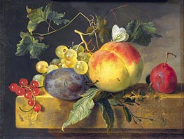 Still Life with Fruit and Butterfly, c.1735 von Jan van Huysum | Leinwand Kunstdruck