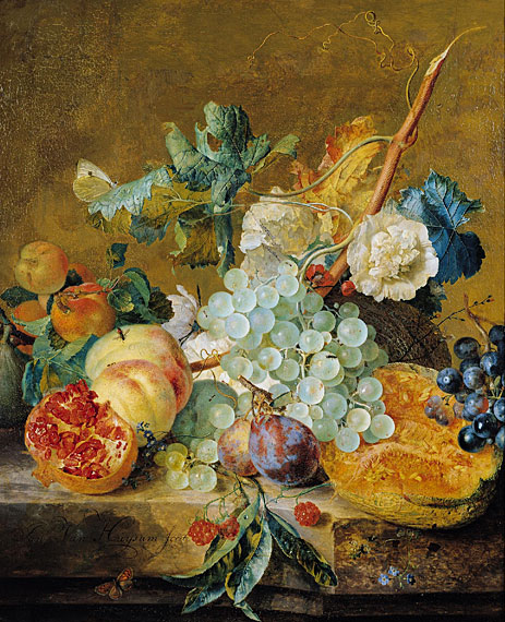 Flowers and Fruit, c.1715/30 by Jan van Huysum | Canvas Print
